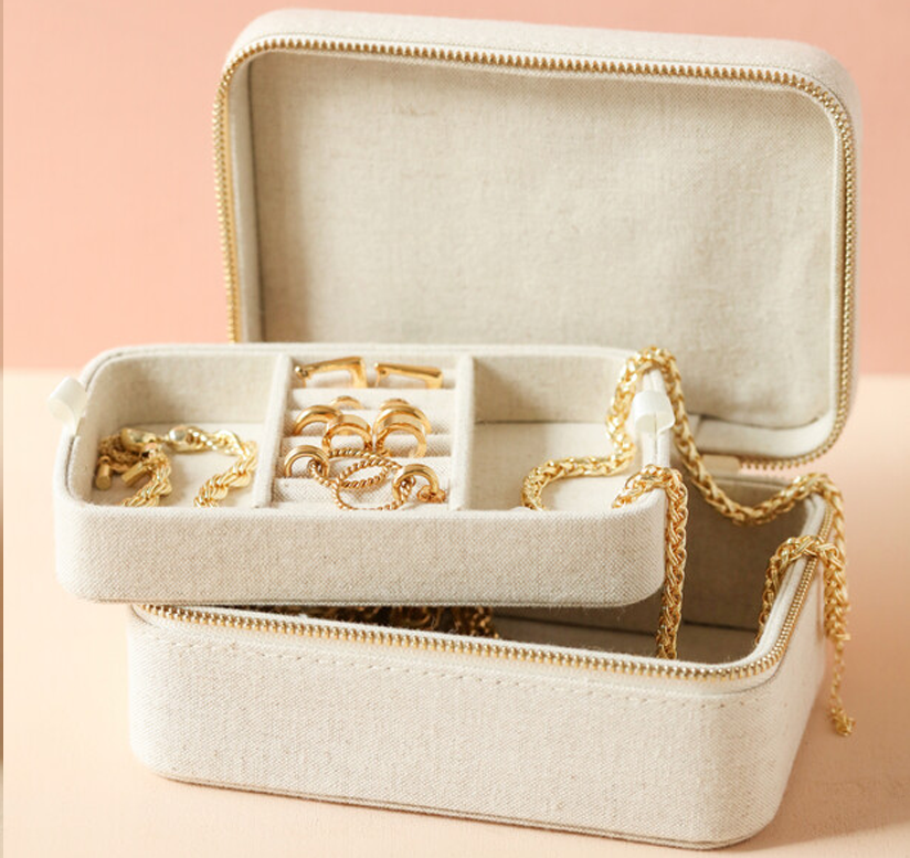 Personalised Natural Linen Jewellery Case gift guide