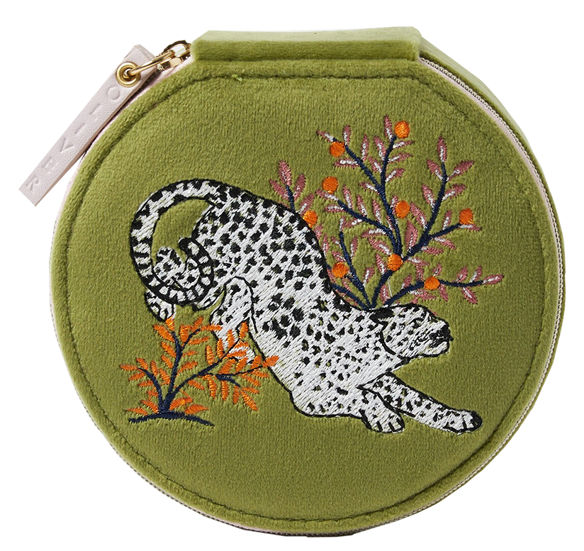 Snow Leopard Green Round Jewellery Box gift guide