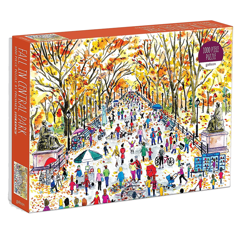 Galison Michael Storrings Fall in Central Park – 1000 Piece Puzzle gift guide