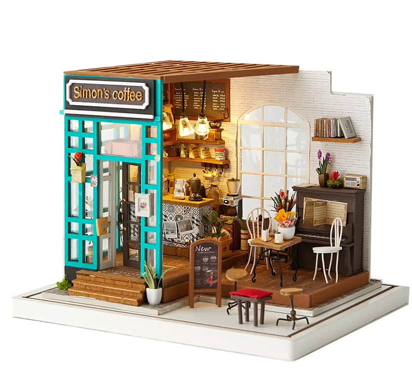 coffee shop Rolife DIY Miniature House Kit Simon's Cafe gift guide