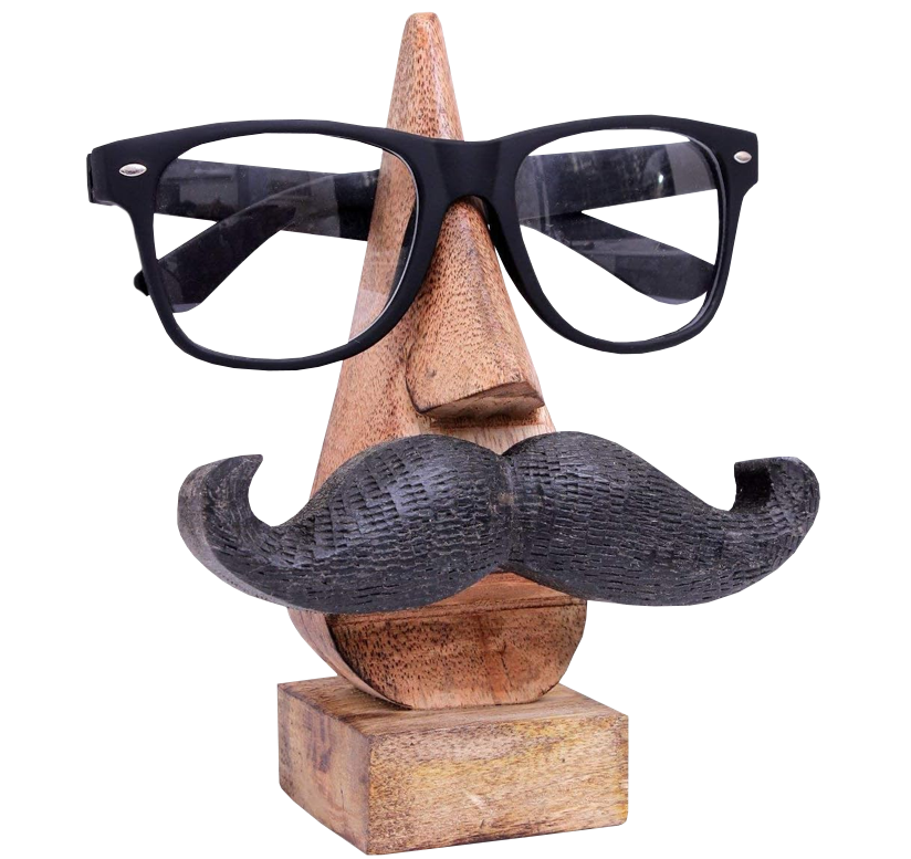 NIRMAN Handmade Wooden Nose Shaped Spectacle Specs Eyeglass Holder Stand with Mustache gift guide