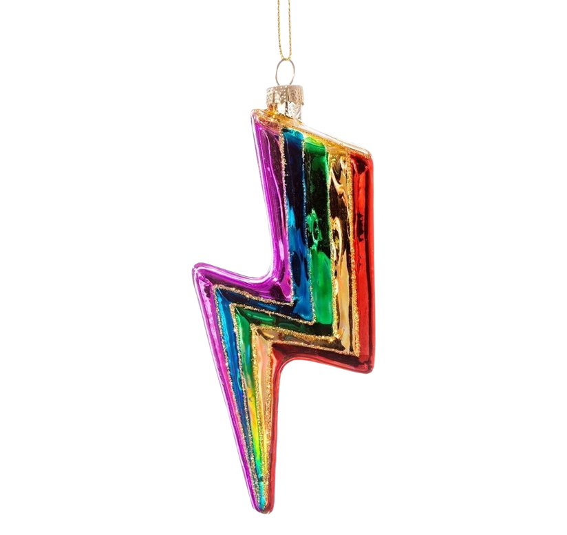 Rainbow Lightning Bolt Shaped Bauble Glass Christmas Decoration gift guide