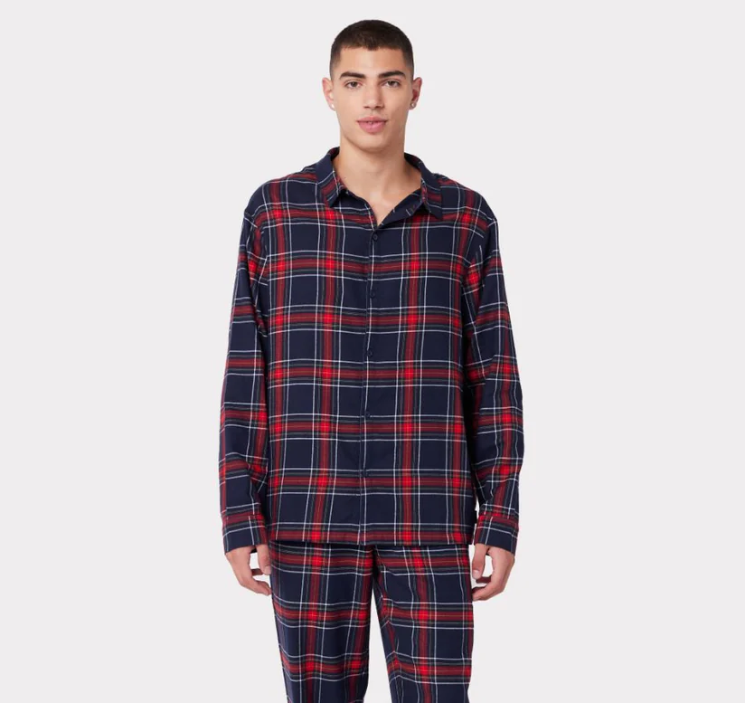 Unisex Flannel Red & Navy Check Print Pyjama Shirt gift guide