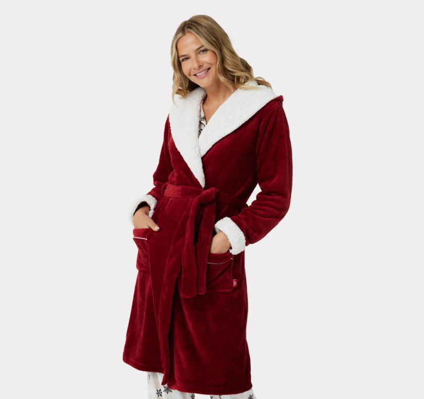 Red Fluffy Hooded Robe Dressing Gown gift guide