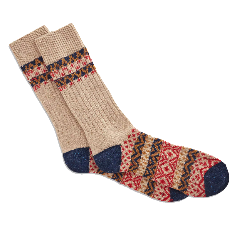 Made in Italy Wool Silk Blend Fair Isle Boot Socks, Oatmeal gift guide